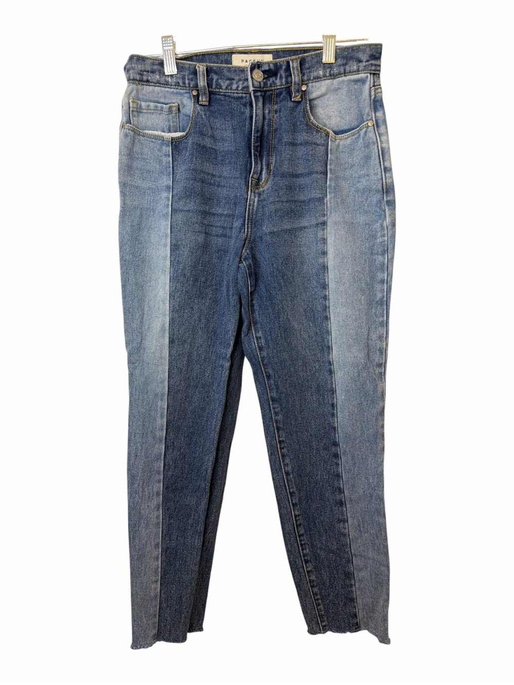 PacSun Jeans Vintage Icon High Rise Two Tone Crop Raw Hem Denim Blue Womens 27